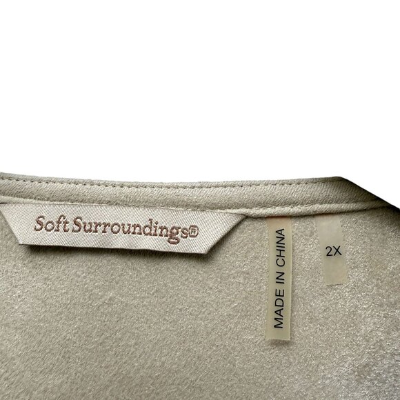 Soft Surroundings Faux Suede Jacket Plus Size 2X Stretch Beige Draped NWT - Picture 7 of 8